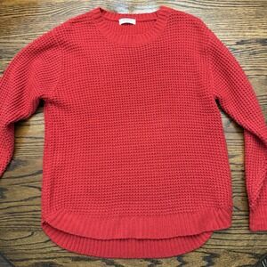 Zenana Outfitters Women's Red Cable Knit Crewneck Sweater Size Large